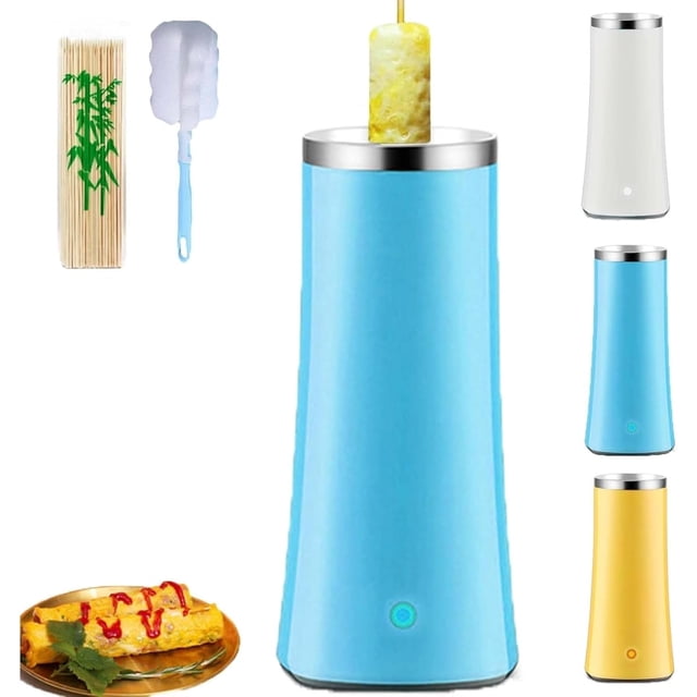 Egg Tube Cooker, Electric Vertical Egg Roll Maker Machine with Bamboo Sticks, Automatic Eggs Roll Maker, Mini Multi Purpose Eggs Sausage Making Breakfast Machine, Non Stick (Blue)