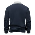 thumbnail image 4 of ZCFZJW Quarter Zip up Pullover Tops for Men Big and Tall Regular Fit Casual Fall Long Sleeve Basic Athletic T-Shirts Fashion Collared Tee Shirts Dark Blue XL, 4 of 9