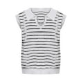 thumbnail image 4 of BLVB Summer Sweaters for Women V Neck Cap Sleeve Tops Sleeveless Striped Shirts Spring Clothes S-Xl, 4 of 6