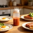 thumbnail image 6 of TINGXIN Triple-Nozzle Plastic Squeeze Bottle, 300ml Multi-Hole Condiment Dispenser with Scale Mark, Reusable Ketchup and Salad Dressing Container, Leakproof Kitchen Sauce Squeezer, White 1PC, 6 of 8