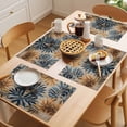 thumbnail image 5 of Retro Palm Leaf Placemats Set of 2, Blue Brown Tropical Plants Non-Slip Place Mats Washable Table Mats for Kitchen Dining Table Decorations Indoor/Outdoor, 5 of 9