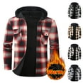 thumbnail image 2 of ZCFZJW Mens Flannel Plaid Fleece Lined Hooded Shirt Jacket Casual Long Sleeve Button Down Shacket Jacket Fashion Fall Winter Thick Warm Hoodie with Pockets Gray L, 2 of 7