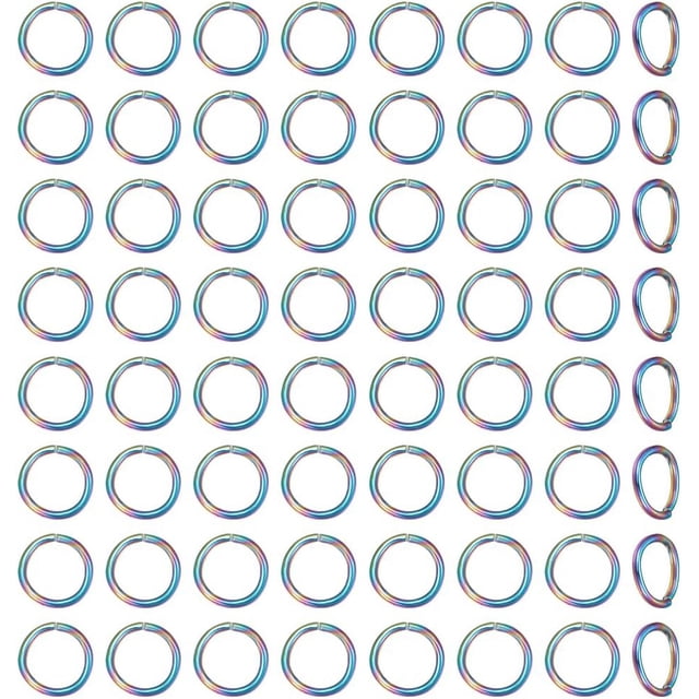 80 anillas abiertas de acero inoxidable 304 de 10 mm, redondas, de color arcoíris, perfectas para hacer joyas, manualidades, pendientes, pulseras, colgantes, gargantillas.