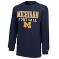 thumbnail image 2 of Youth Champion  Navy Michigan Wolverines Stacked Logo Long Sleeve Football T-Shirt, 2 of 3