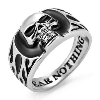 Skull Ring For Men, Vintage Pirate Crossed Swords Skull Head Ring, Punk Rock Skull Totem Ring, Gothic Pirate Skull Amulet Ring, Halloween Ring Biker, Viking Skull Jewellery Gift, 21.4, NO