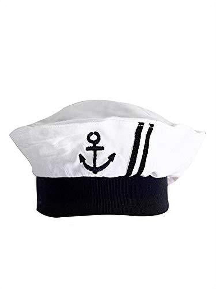 stylesilove.com Baby Boy Marine Sailor Cotton Romper Onesie with Hat and Necktie 3pcs Holiday Outfit Costume