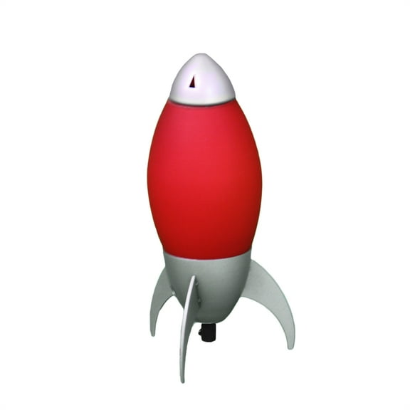 10.5" Tall Acrylic Kids Table Lamp, Rocket Ship design, Red