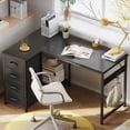 thumbnail image 3 of Casacomoda 40 inch Computer Desk with 4 Fabric Drawers — Home Office Desks with Storage, Writing Desk with Side Hook, Desk Study/Work Table for Bedroom and Small Space, Black, 3 of 8