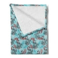 thumbnail image 2 of Peacock Soft Flannel Fleece Blanket, Peacocks and Snowflakes Classic Traditional Patterns Crystal Christmas Seasonal, Cozy Plush for Indoor and Outdoor Use, 60" x 80", Sky Blue Red, by Ambesonne, 2 of 5