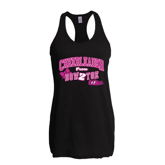 MmF - Women's Racerback Tank Top, up to Women Size 2XL - Cheerleader Bow 2 Toe