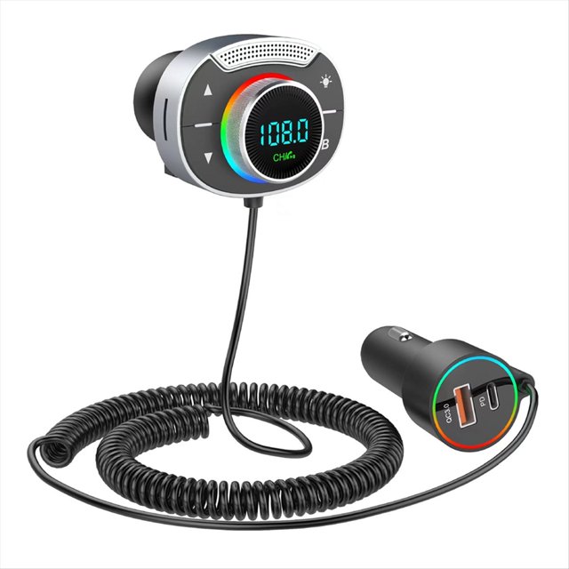 Transmisor FM Bluetooth 5.0 para Coche PD 30W QC3.0 Cargador Rápido Receptor de Audio Manos Inalámbrico Reproductor de Música MP3