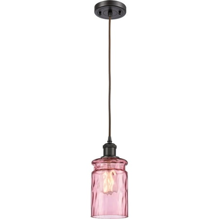 

Oil Rubbed Bronze Tone Mini Pendants 5 Wide Sweet Lilac Waterglass Glass Steel/Cast Brass Medium Base 1 Light Fixture