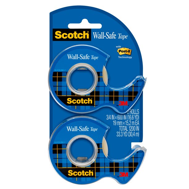 Scotch WallSafe Tape, 3/4 in. x 600 in., 2 Dispensers/Pack Walmart