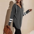 thumbnail image 5 of Women's Drawstring Hoodie Plus Size Long Sleeve Sweatshirts for Women Side Slite Oversized Tunic Tops, 5 of 7