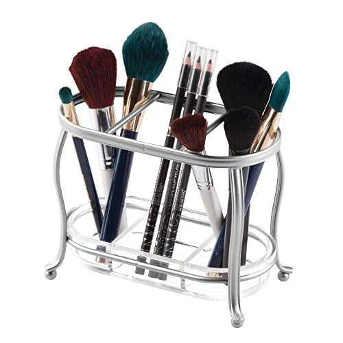 mDesign Decorative Makeup Brush Storage Organizer Tray Stand for