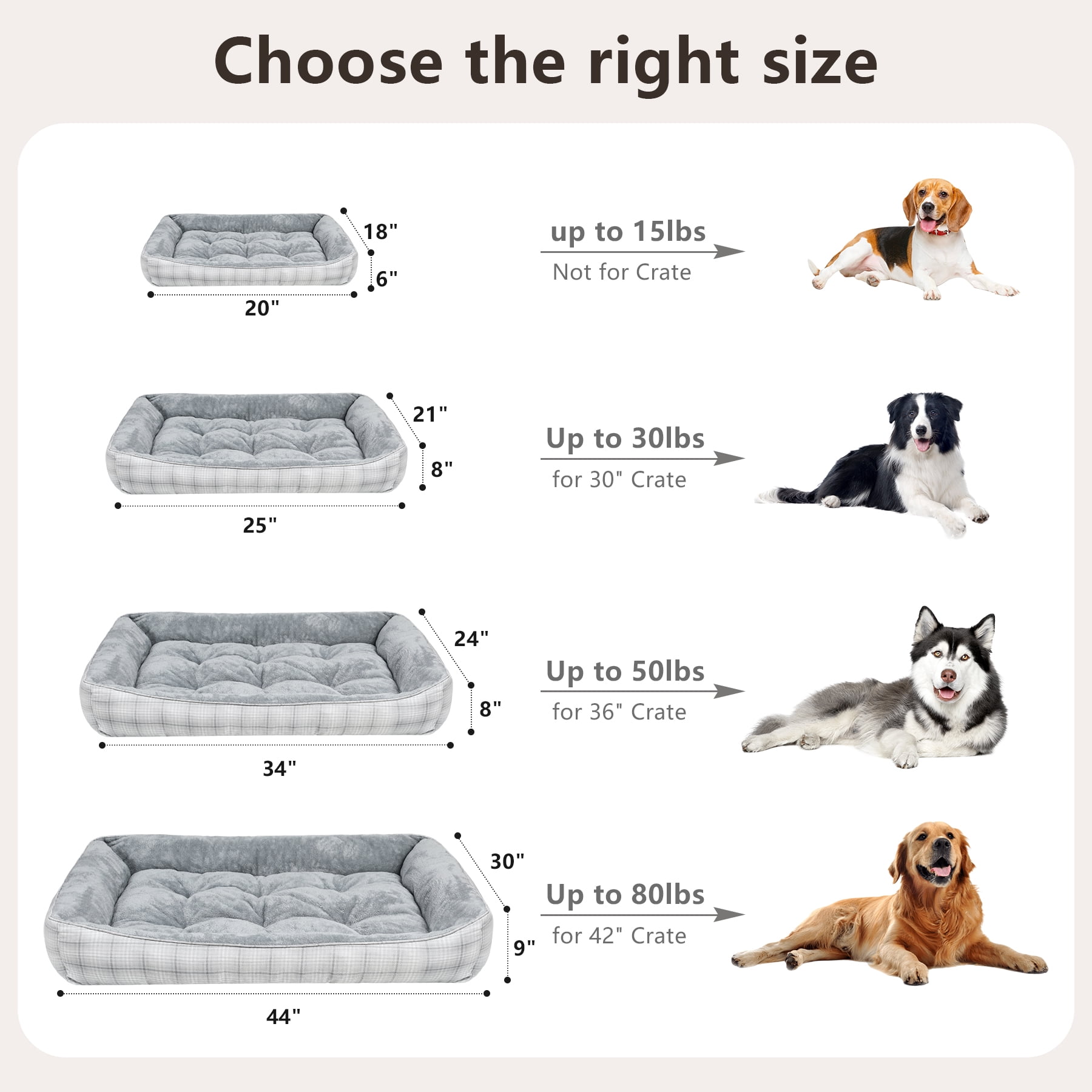 KSIIA Large Dog Beds for Large Dogs Washable, Rectangle Pet Bed with Anti-Slip Bottom