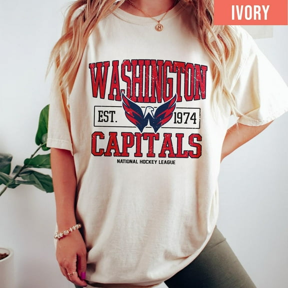 Washington Ice Hockey T-Shirt, Capitals Ice Hockey Shirt, Washington Capitals Fan Gift,Sand Color,Size M