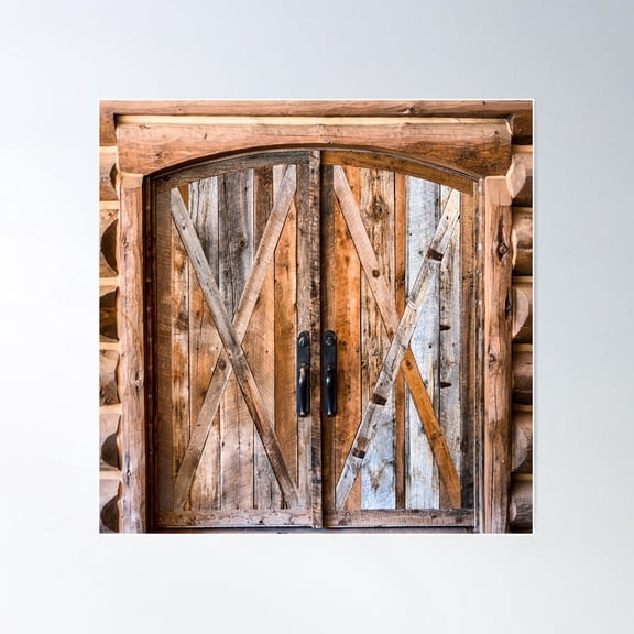 Rustic Western Country Barnwood Farmhouse Barn Door Poster Wall Art, Modern Wall Decor For Living Room Bedroom, 30x30 UNFRAMED