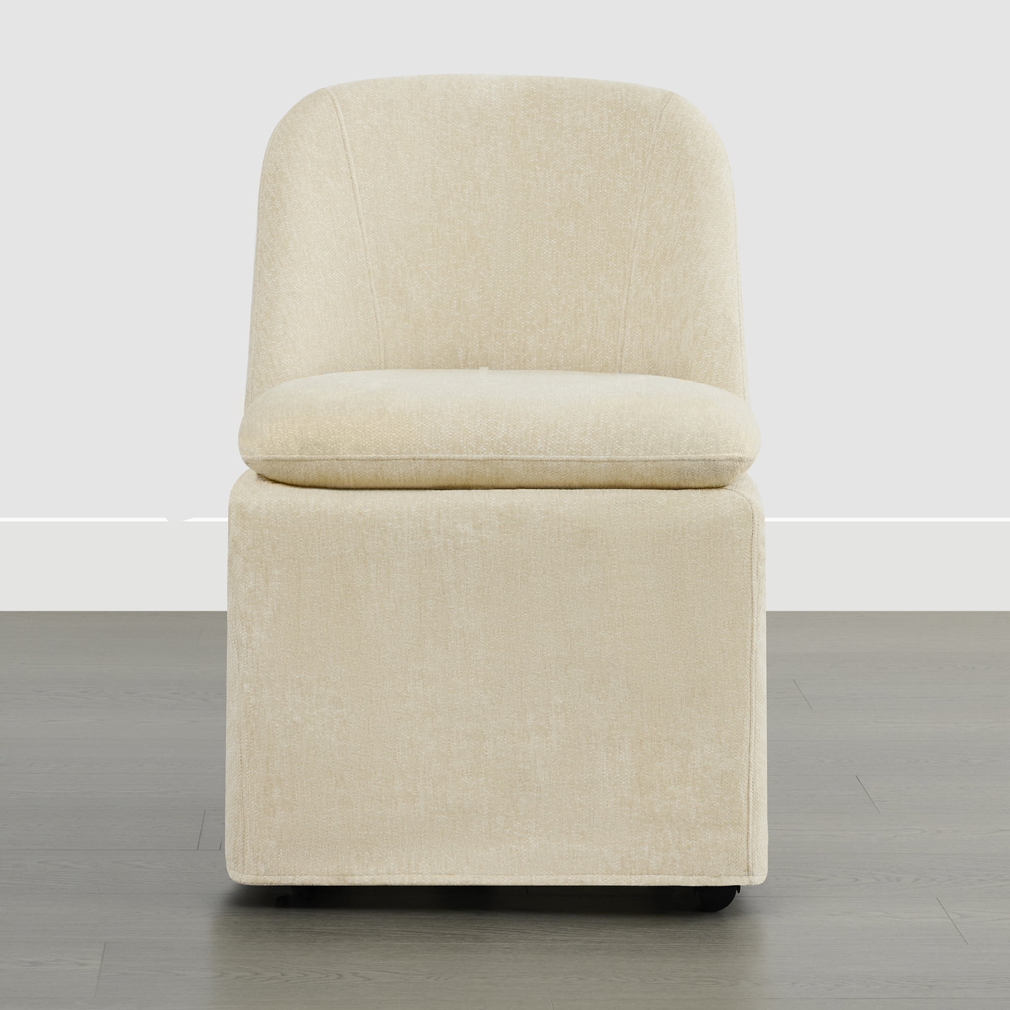 Spruce & Spring Slipcover Dining Chair with Upholstery and Hidden Casters Set of 2, Sand