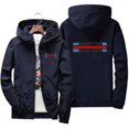 thumbnail image 1 of Martini Racing Men's Coat Thin Sunscreen Skin Zipper Hooded Windbreaker Sports Pilot Jacket Beach Parkas Cycling Tops Plus Size, 1 of 5