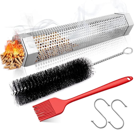 OGEDNAC 12'' Smoker Tube for Pellet Grill, Hexagon Stainless Steel Smoke Tube Grill Smoker Boxes with Rust Resistant