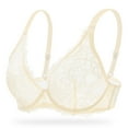 thumbnail image 3 of Wingslove Women's Sexy Sheer Lace Bra Underwire Unlined Plunge See Through Push Up Full Coverage Bra,Nude 38DDD, 3 of 8