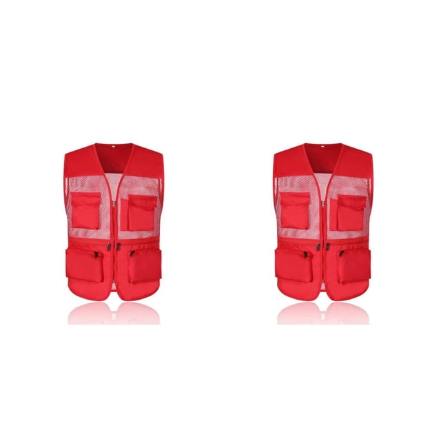 Greeniant Chaqueta de pesca NERIES, chaleco con cremallera Multicolor de malla cómoda, ropa de abrigo para hombre, chalecos, accesorios, camisas Rojo/XXXL 2Conjunto