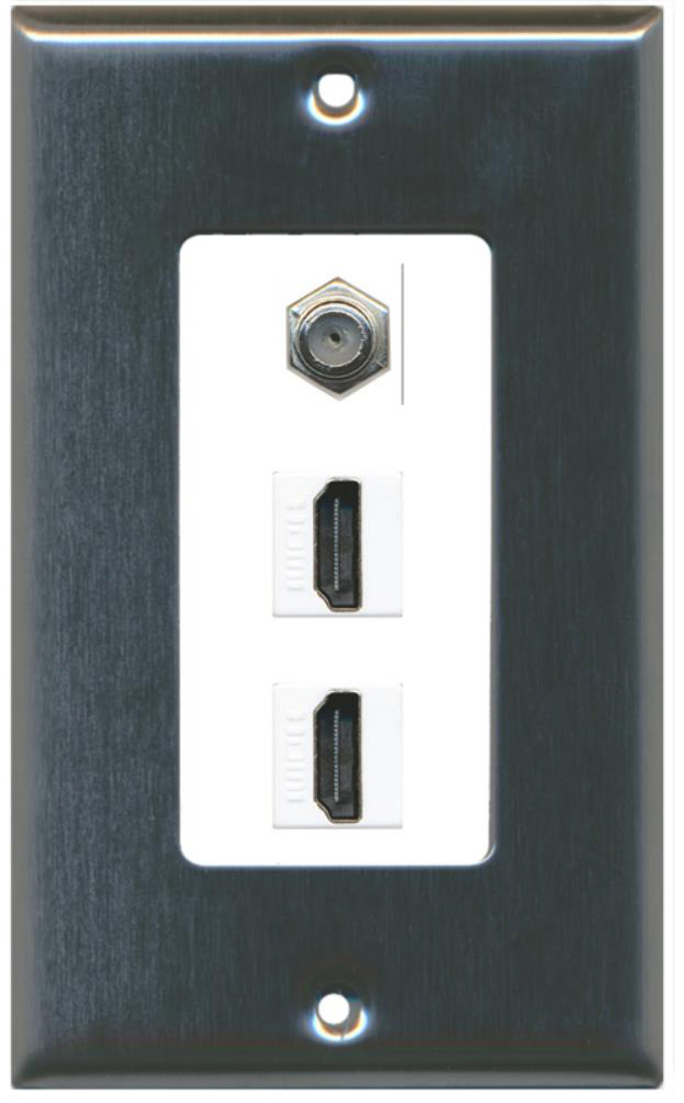 RiteAV 2 Port HDMI 1 Coax Cable TV FType Decorative Wall Plate