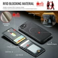 thumbnail image 6 of Dteck Magnetic PU Leather Case for iPhone 16E (2025), Compatible with MagSafe Accessory, Detachable Wallet RFID Blocking Card Holder Ring Stand Shockproof Protective Phone Case, Black, 6 of 7