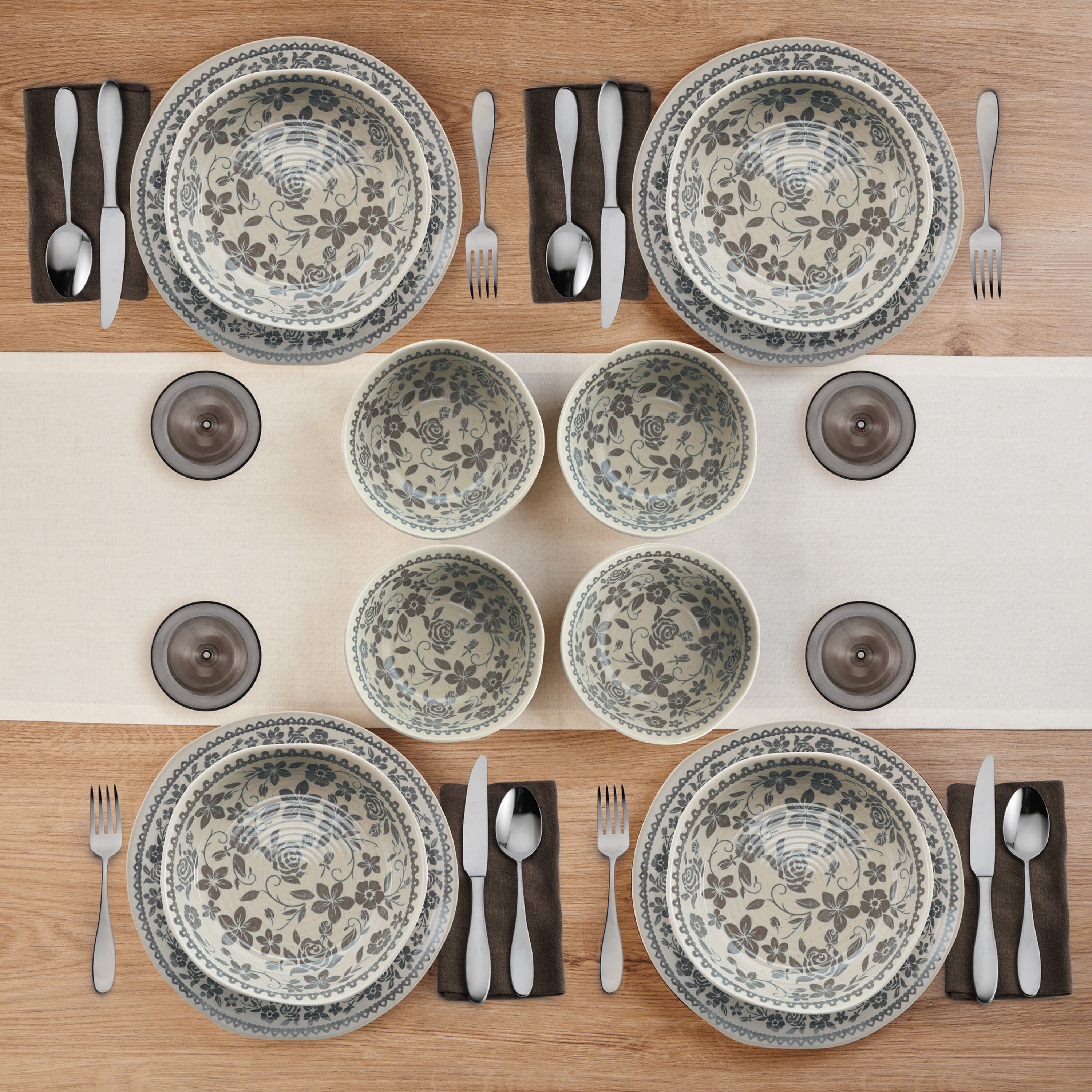 Lifetime Brands Felicity 12-Piece Dinnerware Set in Gray