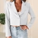 thumbnail image 1 of Pntutb, ropa de negocios para mujer, solapa, Color sólido, ajustado, manga corta, cárdigan, abrigo, Tops, liquidación Pntutb Pntutb-3849, 1 of 9