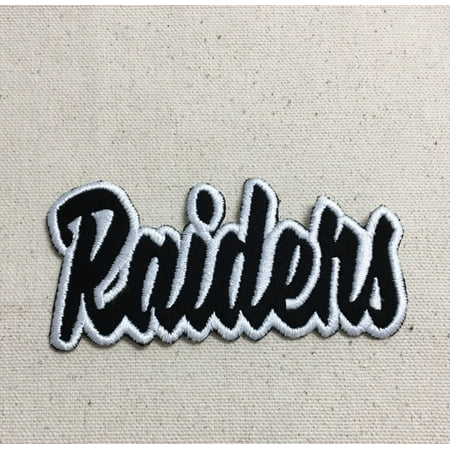 Raiders - Black/White - Team Mascot - Words/Names - Iron on Applique/Embroidered Patch