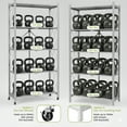 thumbnail image 6 of 5 Tier Foldable Storage Shelves with Wheels, 28"Lx13"Dx63"H Metal Shelves, Freestanding Wire Folding Shelving Unit, No Assembly Organizer Rack for Garage Kitchen, Basement, Pantry(Gray), 6 of 8