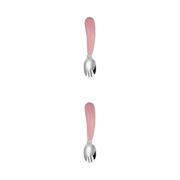 Naiovety Vajilla de acero inoxidable para niños, cuchara, tenedor, diseño de compartimento de coche de dibujos animados, cuenco, cubertería Rosa Tenedor 2Conjunto