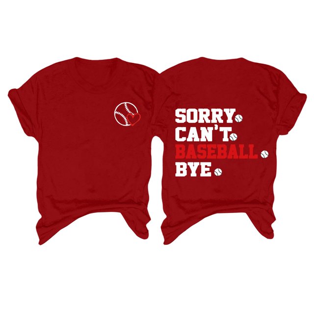 Liquidation! Uooqdmx T-Shirt de Baseball pour Femmes, T-Shirts Graphiques pour Femmes, Hauts Décontractés pour Femmes, T-Shirt Ample Printemps Été, T-Shirts à Manches Courtes pour Femmes, Rouge 2 TTG