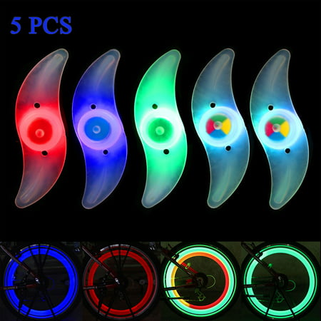 ColorGo Bike Wheel Lights 5pcs with 3 LED Flash Modes Waterproof Bicycle Tire Spoke Lights Keep Safe and Fun for Night Riding (Red+Blue+Green+2 (Best Bicycle Lights For Night Riding)