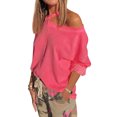 thumbnail image 3 of Women Cold Shoulder Crew Neck Long Sleeve Cut Out Pullover Shirt, 3 of 5