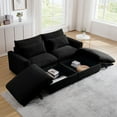 thumbnail image 2 of Dinosisco Loveseat with Two Storage Ottomans, U-Shaped Sleeper Sofa for Living Room, Black Corduroy, 2 of 9