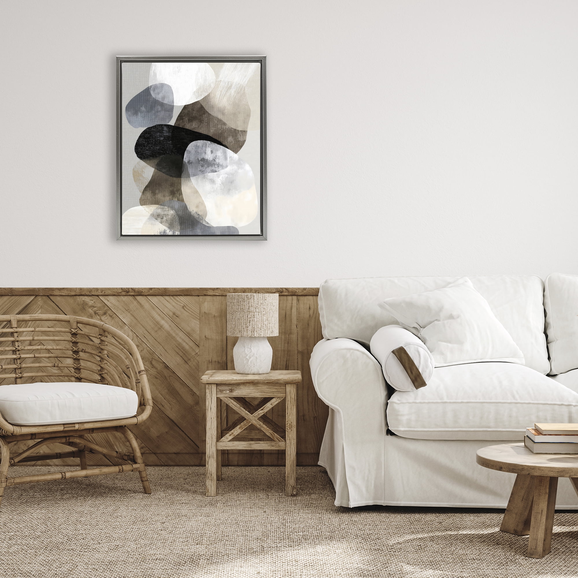 Stupell Industries Thoughts In Muted Layers Gray Framed Floater Canvas Wall Art, design by Ink Drop Loft