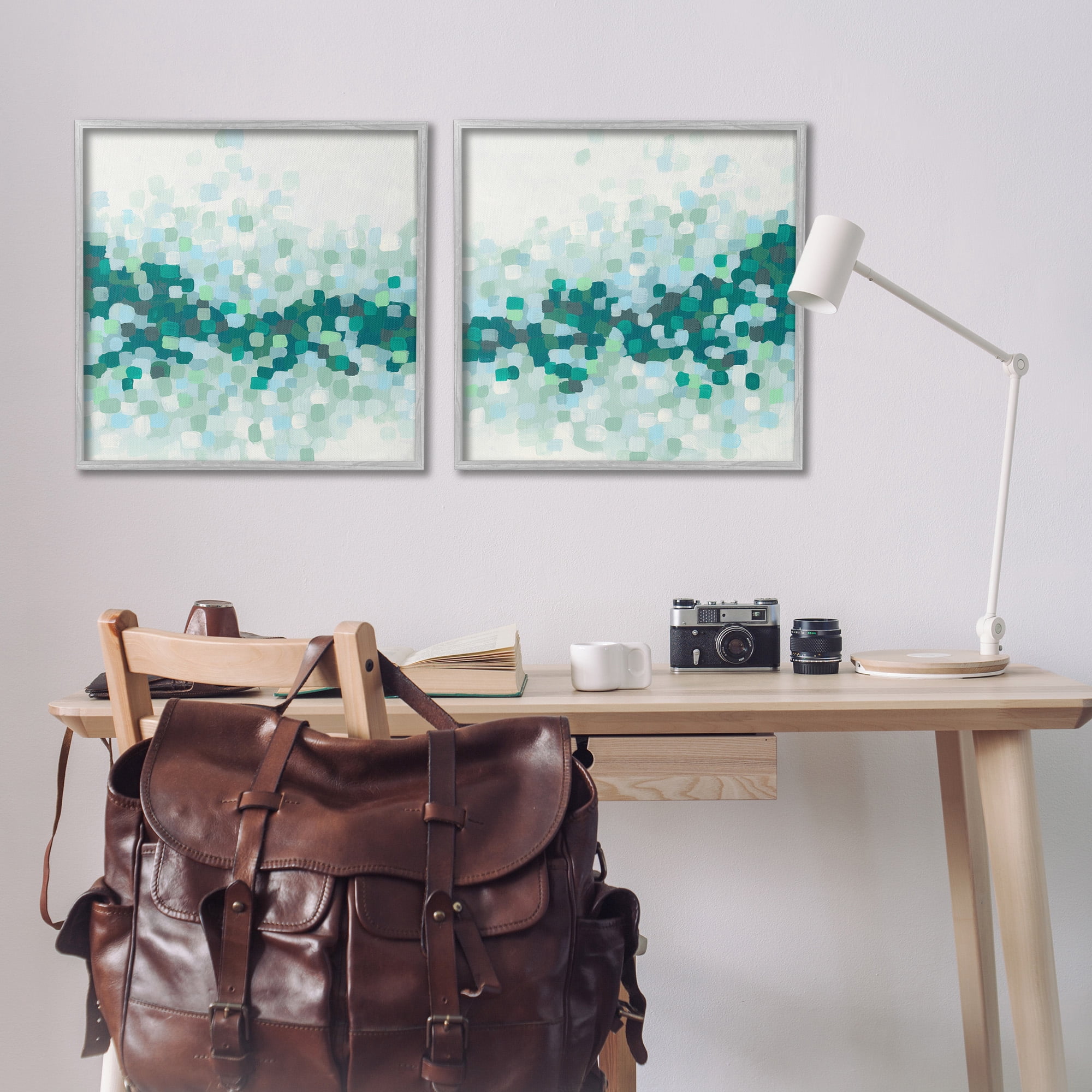 Stupell Industries Abstract Speckled Horizon Abstract Painting Gray Framed Art Print Wall Art, 24 x 24, Set of 2
