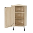 thumbnail image 4 of Natural Corner Cabinet with Rattan Door, Freestanding Corner Shelf Stand for Small Spaces, Living Room, Kitchen, Bedroom, 15.75x15.75x39.37 Inches, 4 of 27