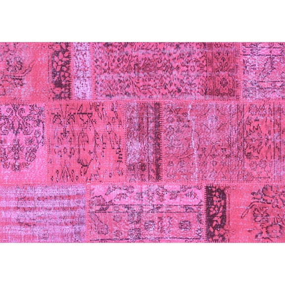 Ahgly Company Indoor Rectangle Patchwork Purple Transitional Area Rugs, 5' x 7'