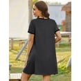thumbnail image 4 of Ekouaer Women Zipper Front House Coat Short Sleeves Robe Zip Up Bathrobes Short Nightgown with Pockets, 4 of 5