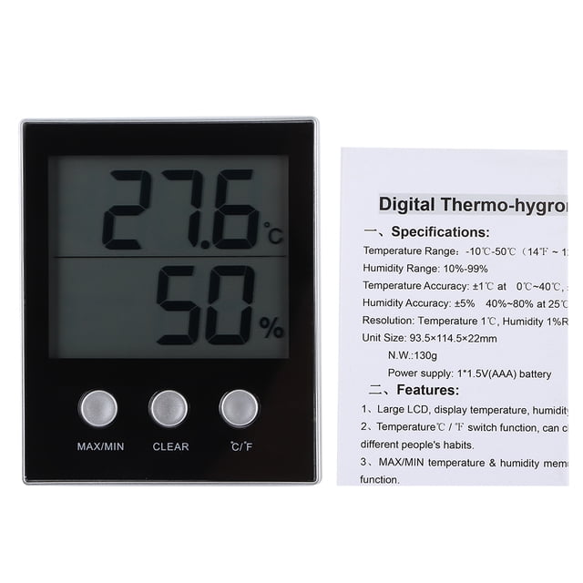 Termómetro digital electrónico LCD para interiores, higrómetro, medidor de temperatura y humedad.