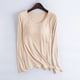 thumbnail image 1 of Pijama de manga larga para mujer, ropa de casa de color con almohadillas para el pecho, camiseta de manga larga, cómoda base para uso externo, pijama de modal de cuello redondo para mujer., 1 of 3
