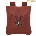 thumbnail image 4 of Mythrojan Medieval Belt Pouch Renaissance Costume Accessory Suede Leather Jewelry Bag for LARP, SCA, Reenactments, Viking Knight Coin Dice Waist Bag for Men and Women - Wine Red, 4 of 8