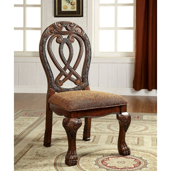 Set of 6 Side Chairs Traditional Formal Style Cherry Solid wood Kitchen Dining Room Furniture Chairs Claw Feet Carved Details