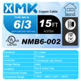 thumbnail image 2 of Cable NM-B 6/3 con conexión a tierra, 15 pies, 6 AWG, cobre calibre 6, conductor 3, 2 of 7
