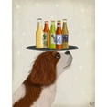 thumbnail image 2 of Fab Funky 26x32 White Modern Wood Framed Museum Art Print Titled - King Charles Spaniel Brown White Beer Lover, 2 of 4