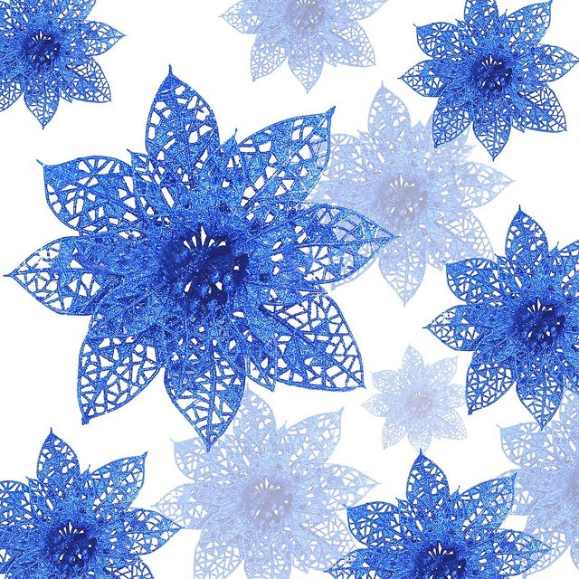 Adorno Navideño con Purpurina CHAO 24 Piezas Flores Artificiales Decoración para Árbol de Navidad